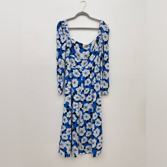 NEW $265 Reiss Square Neck Floral Midi Dress - Picture 4 of 11